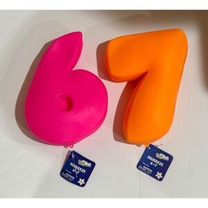 Toymendous Squeeze 6 7 Squishy Toy Brand New- PINK/ORANGE